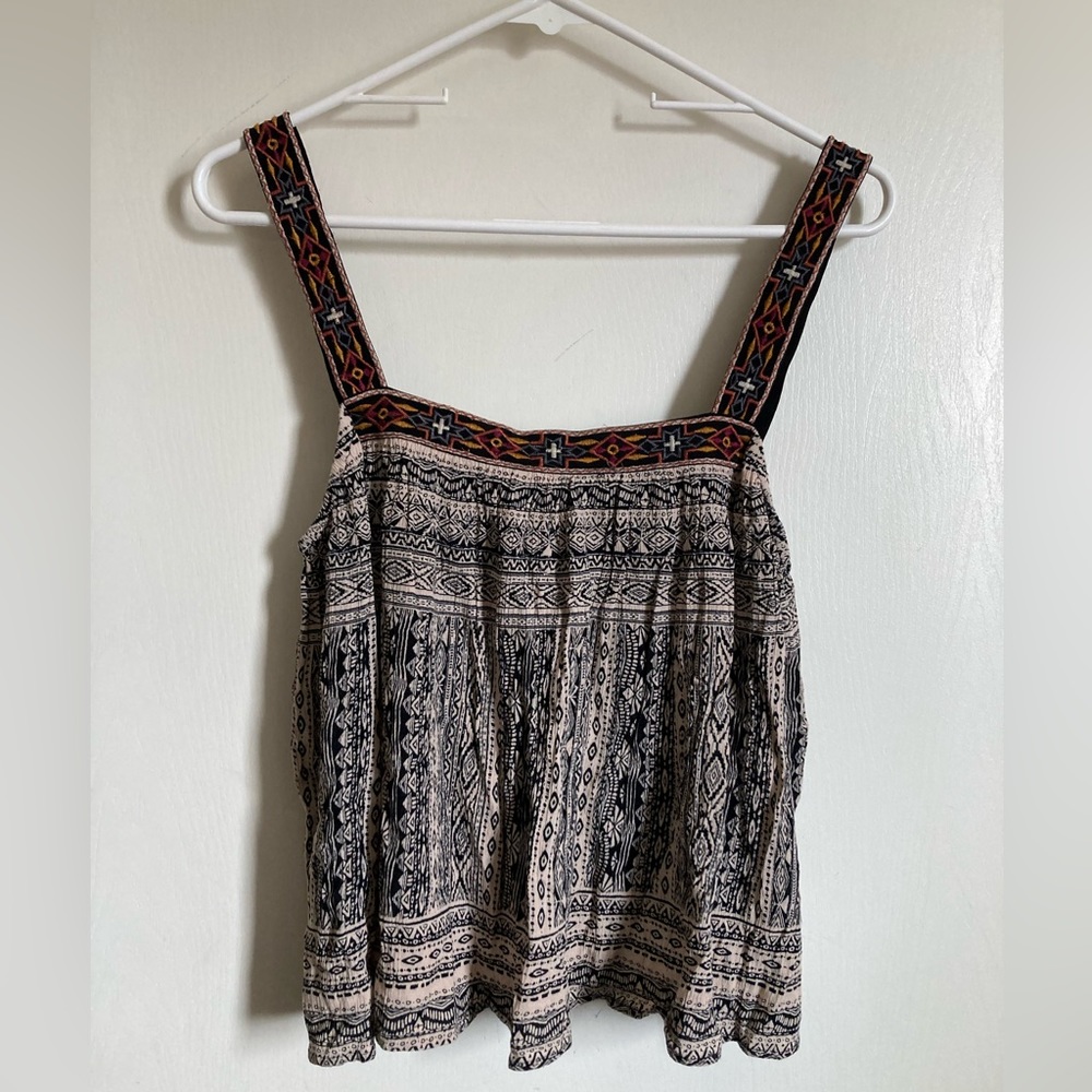 🌞Alya Cream Colored Southwest Embroidered Cropped Sleeveless Tank Blouse #Gr